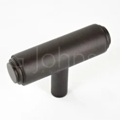 T Shape Cabinet Cupboard Knob With Stepped Ends - With Optional Base Rose - Dark Bronze (Lacquered)