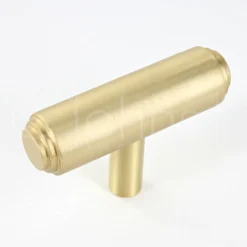 T Shape Cabinet Cupboard Knob With Stepped Ends - With Optional Base Rose - Satin Brass (Lacquered)