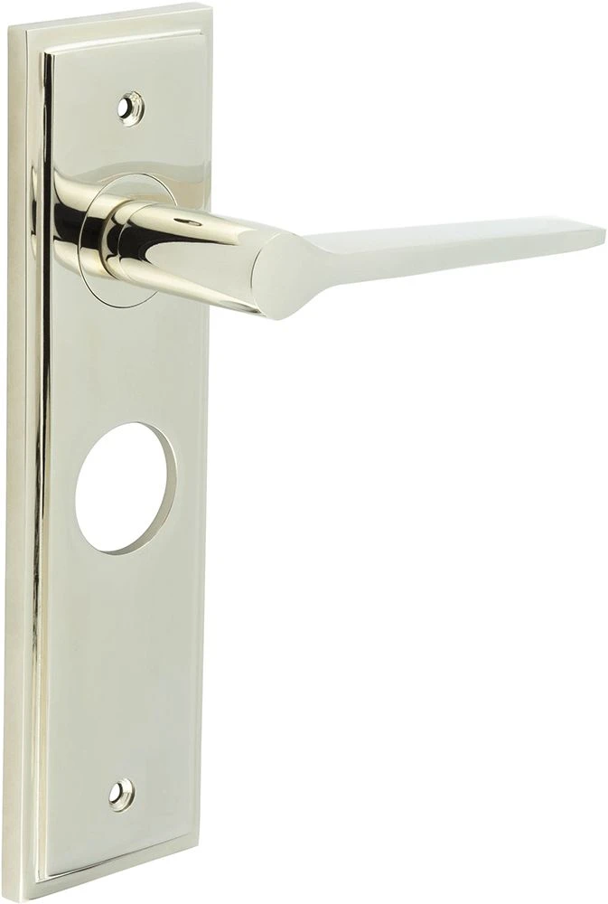 Tappered Pattern Lever Handle On A Large Rectangular Backplate - Polished Nickel - Image 4
