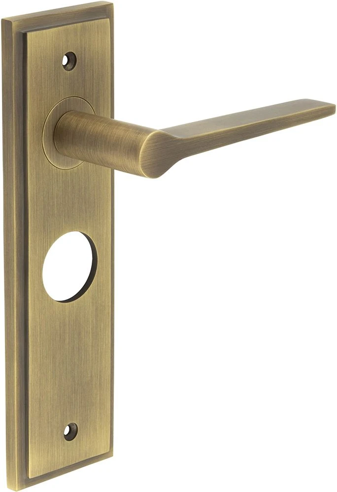 Tappered Pattern Lever Handle On A Large Rectangular Backplate - Antique Brass (Lacquered) - Image 4