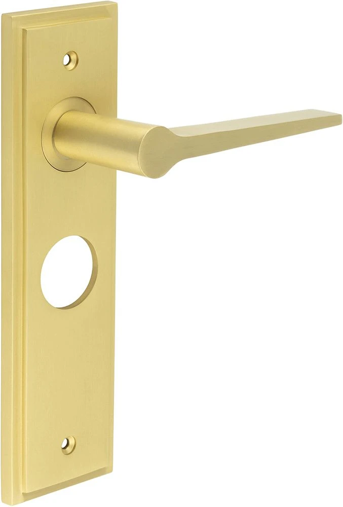 Tappered Pattern Lever Handle On A Large Rectangular Backplate - Satin Brass (Lacquered) - Image 3