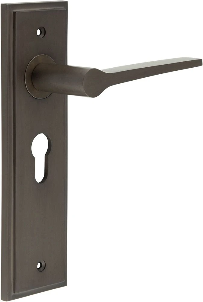 Tappered Pattern Lever Handle On A Large Rectangular Backplate - Dark Bronze (Lacquered) - Image 5