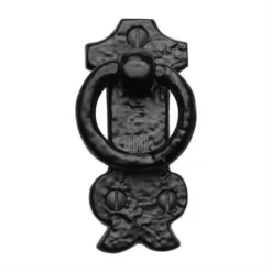 Tudor Cabinet Ring Pull On Plate - Black Antique