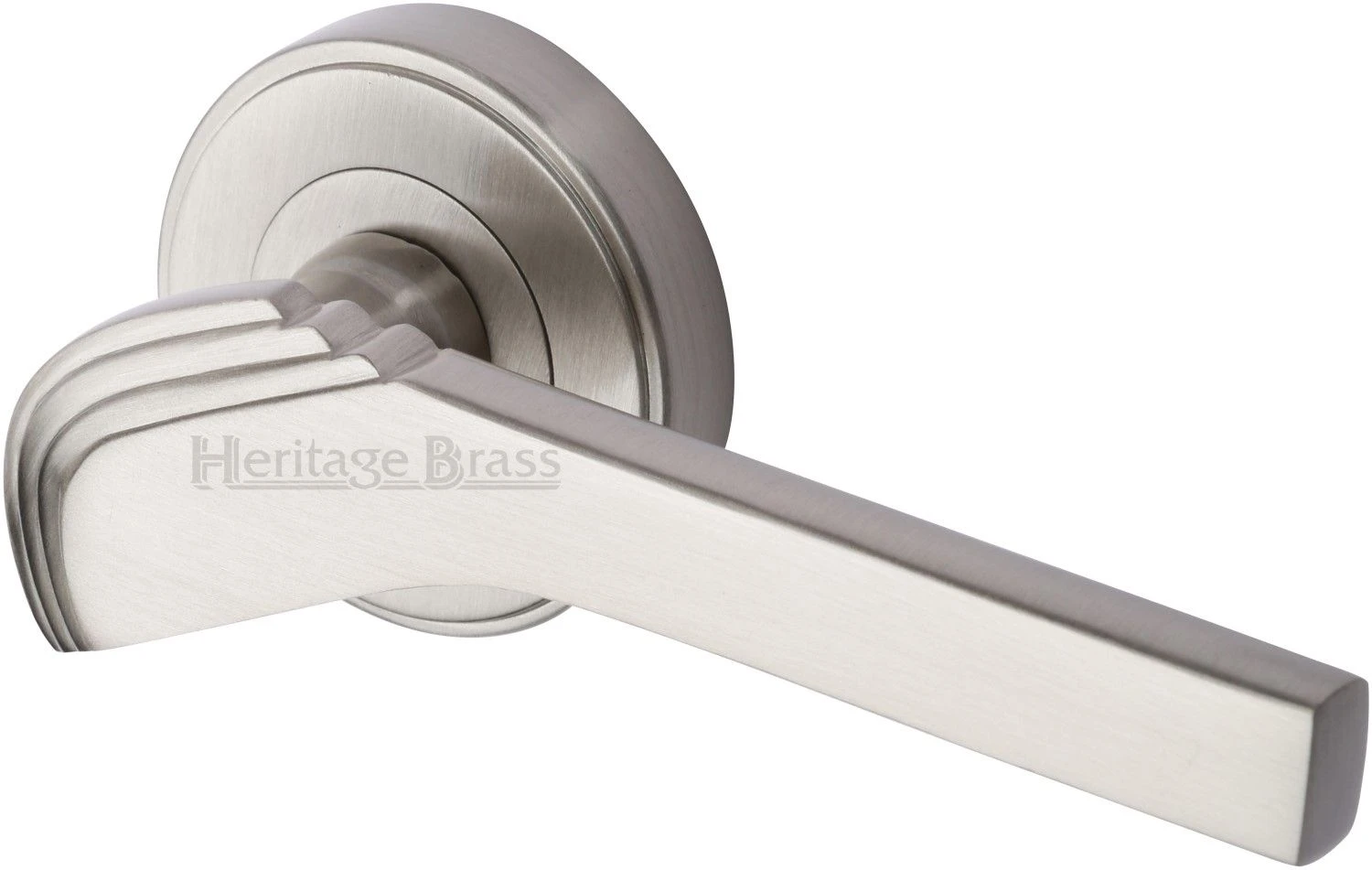 Tiffany - Round Rose Lever Handles Only - Satin Nickel