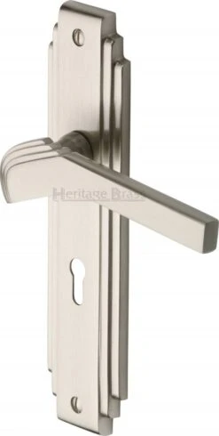 Tiffany Lever Door Handles On A Backplate - Satin Nickel