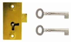 Traditional 1 Lever Straight Cupboard Lock With Key - Brass