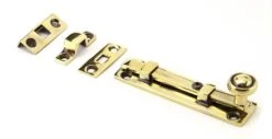 Traditional Pattern Straight Design Universal Door Bolt - Two Sizes Available - Aged Brass Unlacquered