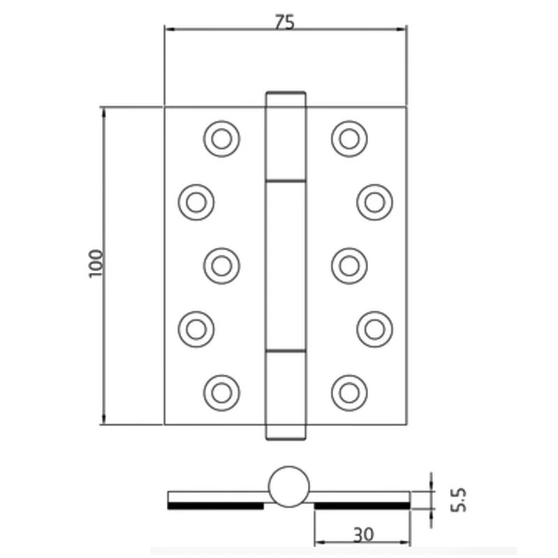 Tritech Concealed Polymer Bearing Grade 14 Hinge - Self Lubricating - CE / UKCA Marked - Fired Rated - 100mm X 75mm - Satin Nickel - Image 2