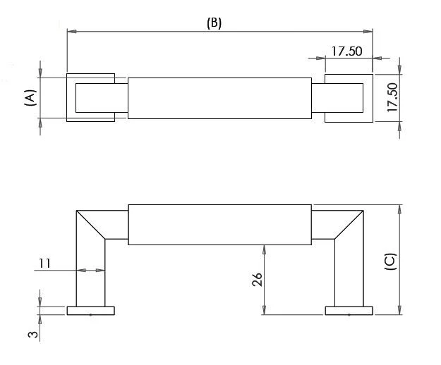 Rectangular Cabinet Pull Handle With Rounded Grip With Optional Base Rose - Polished Nickel - Image 3