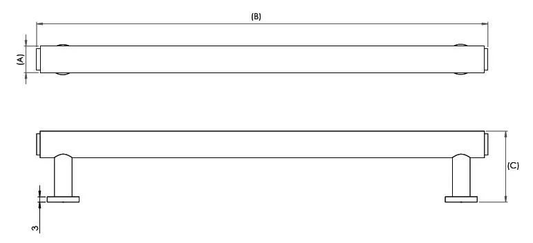 Tubular T Bar Cabinet Pull Handle With Stepped Ends With Optional Base Rose - Polished Nickel - Image 3