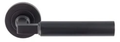 Tubular Lever Door Handles With Square Section Neck With Round Rose - Matt Black - Suitable For Use With FD30 / FD60 Fire Doors