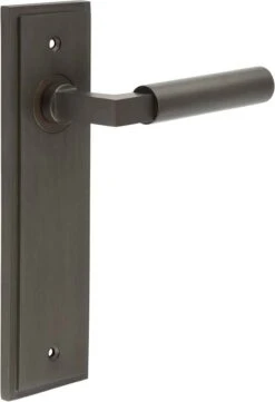 Tubular Pattern Lever Handle On A Large Rectangular Backplate - Dark Bronze (Lacquered)
