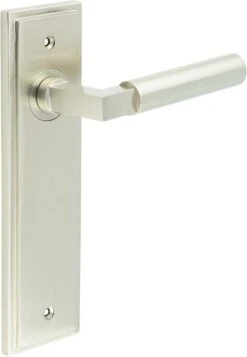 Tubular Pattern Lever Handle On A Large Rectangular Backplate - Satin Nickel