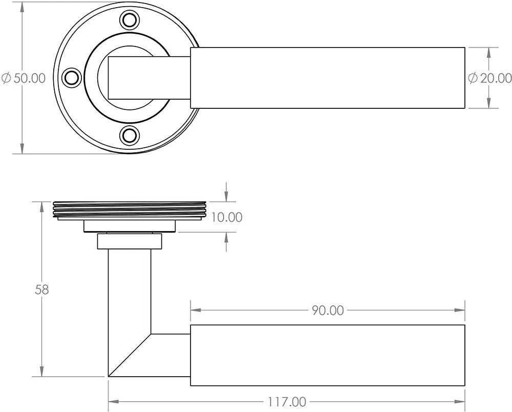 Tubular Pattern Lever Handles With Knurled Round Rose - Suitable For Use With FD30 / FD60 Fire Doors - Satin Brass (Lacquered) - Image 2