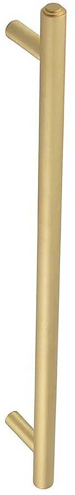 Tubular T Bar Face Fixed Pull Handle With Stepped Ends - 513mm Length (425mm Centres) - Satin Brass (Lacquered) - Suitable For Use With FD30 / FD60 Fire Doors