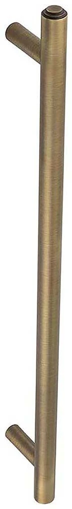 Tubular T Bar Face Fixed Pull Handle With Stepped Ends - 513mm Length (425mm Centres) - Antique Brass (Lacquered) - Suitable For Use With FD30 / FD60 Fire Doors