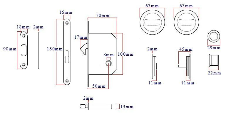 Circular Turn & Turn Hook Lock For Sliding Pocket Doors - Matt Black - Image 2