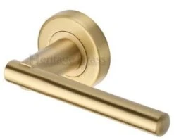 Challenger Round Rose Lever Handles - Satin Brass (Lacquered)
