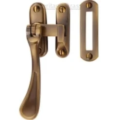 Spoon End Design - Reversible Casement Window Fastener - Antique Brass (Gloss Lacquered)