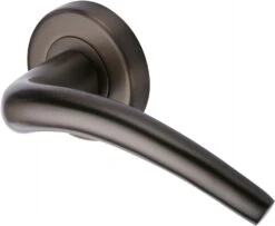 Wing - Round Rose Lever Handles Only - Matt Bronze (Lacquered)