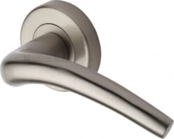 Wing - Round Rose Lever Handles Only - Satin Nickel