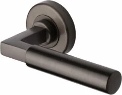 Bauhaus - Round Rose Lever Handles Only - Matt Bronze (Lacquered)