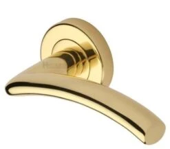Centaur Round Rose Lever Handles - Polished Brass (Lacquered)