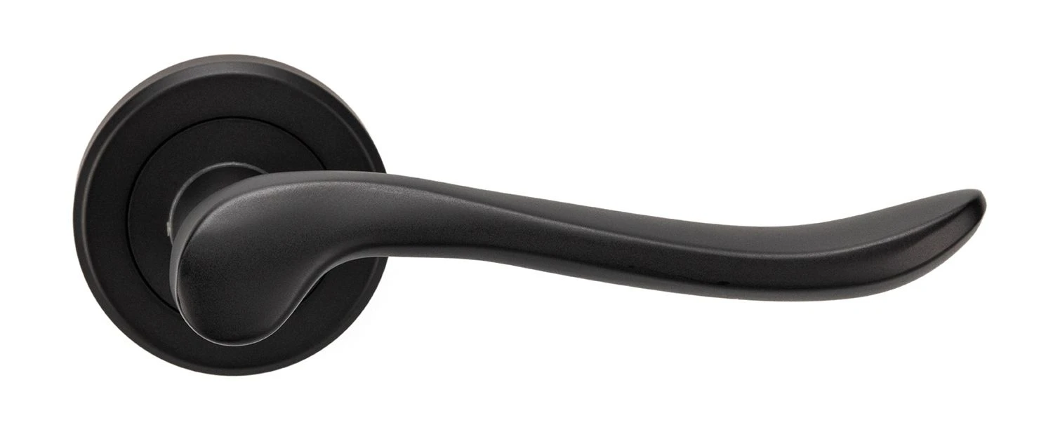 Verdun Lever Handle On Concealed Fix Round Rose - Matt Black - Suitable For Use With FD30 / FD60 Fire Doors