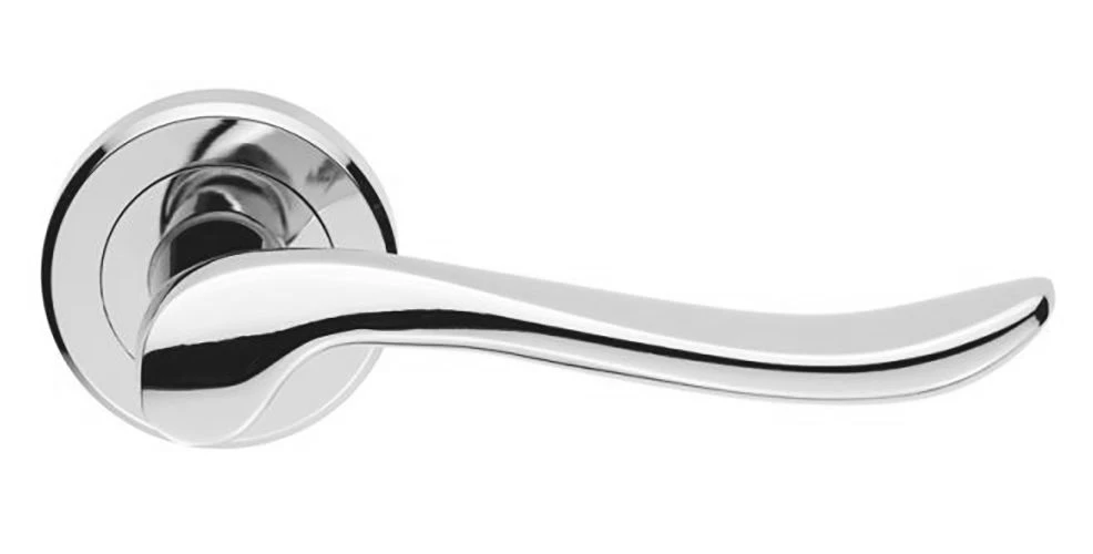 Verdun Round Rose Lever Handles - Polished Chrome - Suitable For Use With FD30 / FD60 Fire Doors