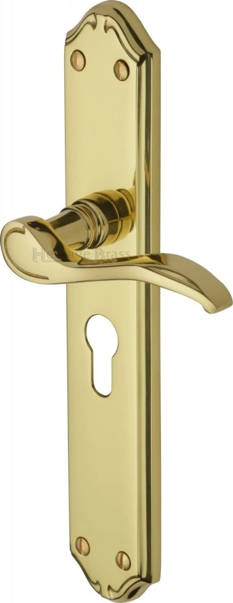 Verona Lever Door Handles On A Long Backplate - Polished Brass (Lacquered) - Image 2