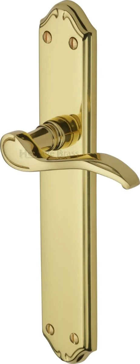 Verona Lever Door Handles On A Long Backplate - Polished Brass (Lacquered) - Image 3