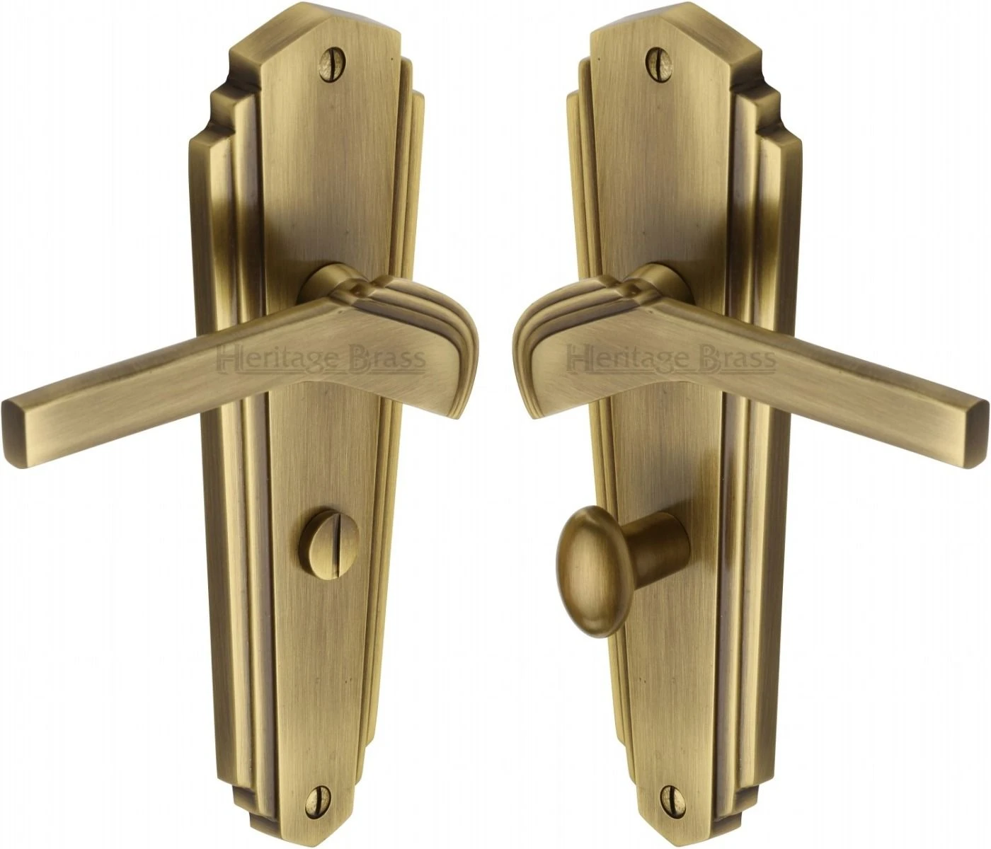 Waldorf Lever Door Handles On A Backplate - Antique Brass (Gloss Lacquered) - Image 3