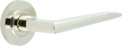 Wedge Pattern Lever Handles With Knurled Round Rose - Suitable For Use With FD30 / FD60 Fire Doors - Polished Nickel