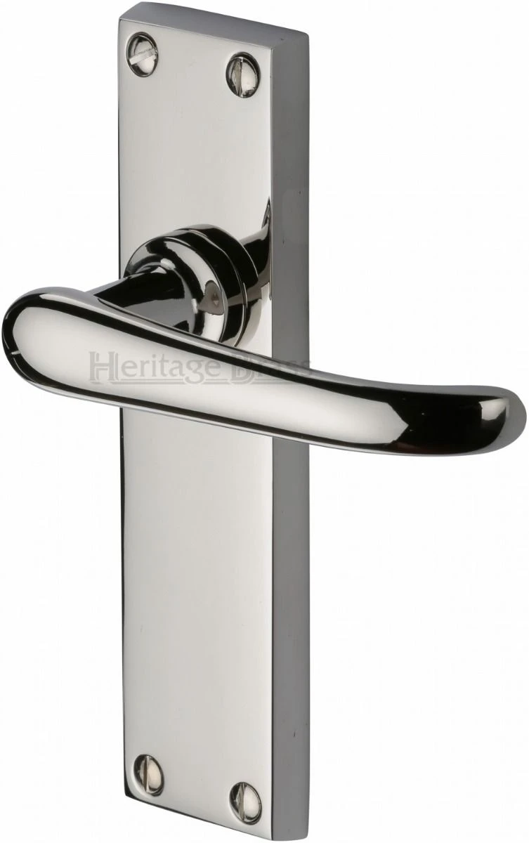 Windsor Lever Door Handles On A Backplate - Polished Nickel - Image 2