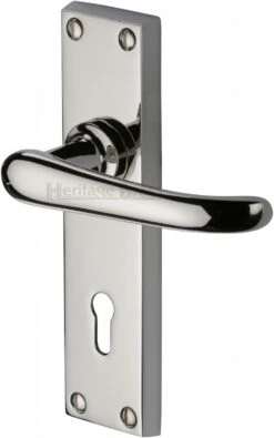 Windsor Lever Door Handles On A Backplate - Polished Nickel