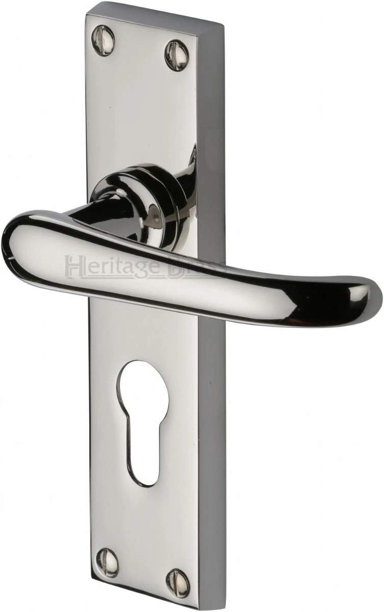 Windsor Lever Door Handles On A Backplate - Polished Nickel - Image 4