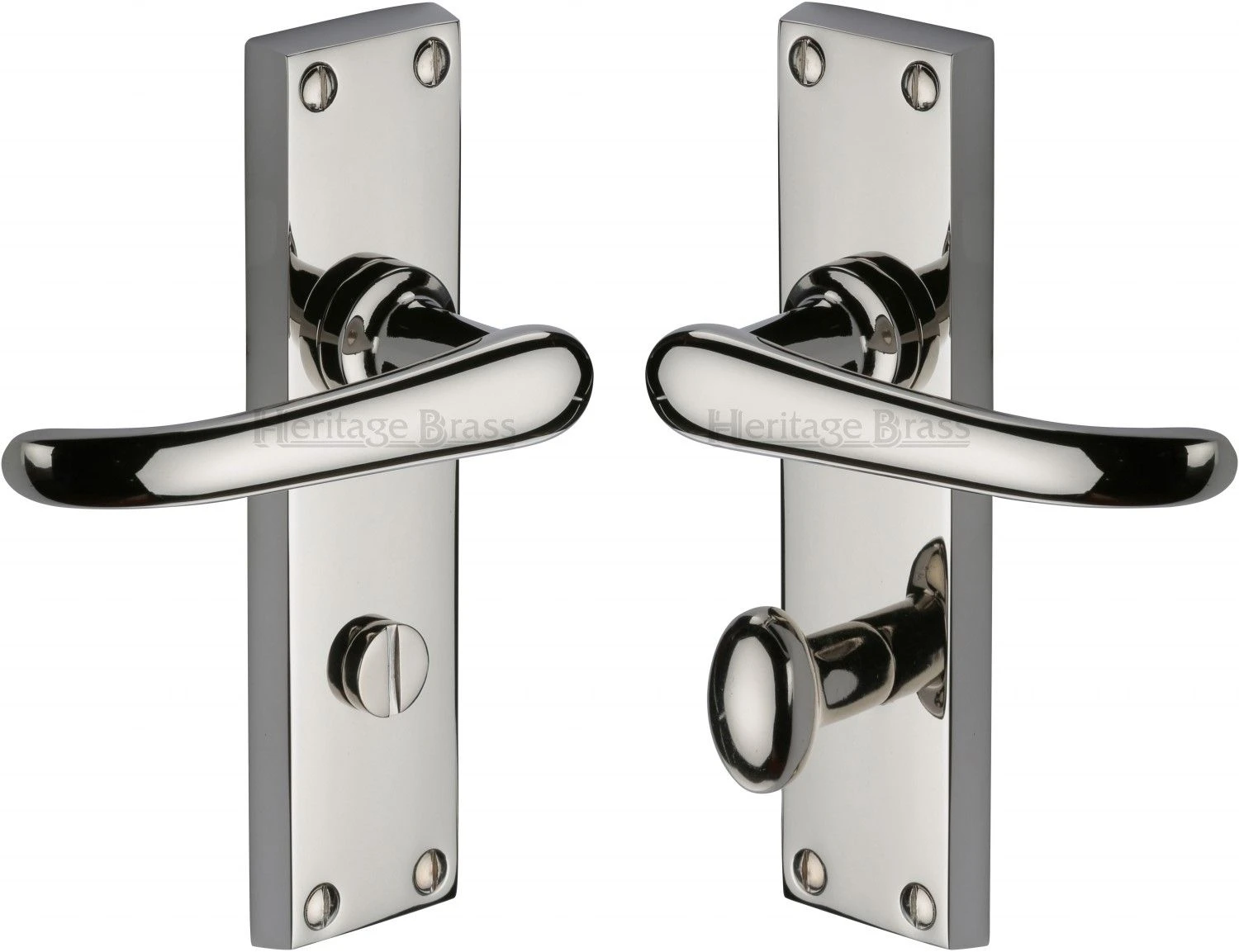Windsor Lever Door Handles On A Backplate - Polished Nickel - Image 5