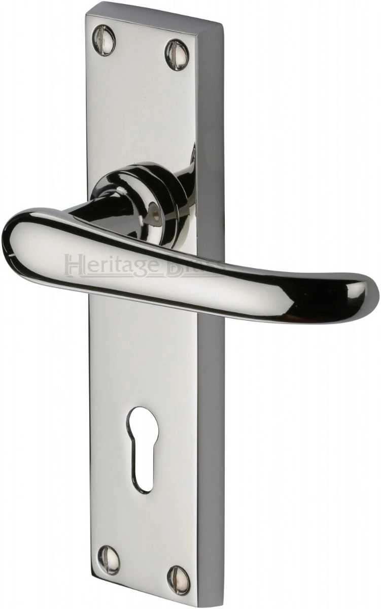 Windsor Lever Door Handles On A Backplate - Polished Nickel