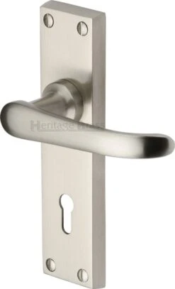 Windsor Lever Door Handles On A Backplate - Satin Nickel
