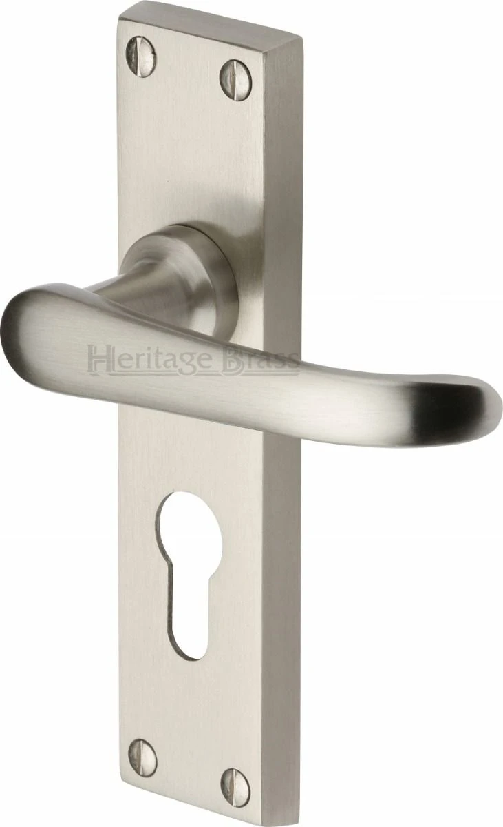 Windsor Lever Door Handles On A Backplate - Satin Nickel - Image 5