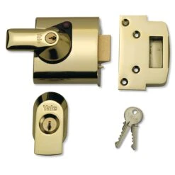 Yale Front Door Lock - High Security Nightlatch - 60mm Backset - Polished Brass (Lacquered)