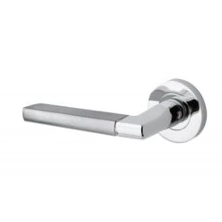 Venice Round Rose Lever Door Handles - Screw On Rose - Satin Chrome-Polished Chrome - Suitable For Use With FD30 / FD60 Fire Doors