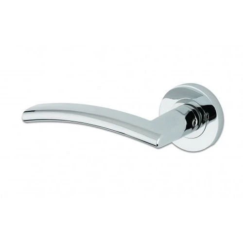 Amalfi Round Rose Lever Door Handles - Screw On Rose - Polished Chrome - Suitable For Use With FD30 / FD60 Fire Doors
