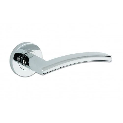 Amalfi Round Rose Lever Door Handles - Screw On Rose - Polished Chrome - Suitable For Use With FD30 / FD60 Fire Doors - Image 2