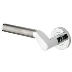 Venus Round Rose Lever Door Handles - Screw On Rose - Polished Chrome/Satin Stainless - Suitable For Use With FD30 / FD60 Fire Doors