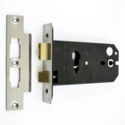 Horizontal Euro Profile Mortice Sash Lock - 152mm Case Depth - Satin Stainless Steel