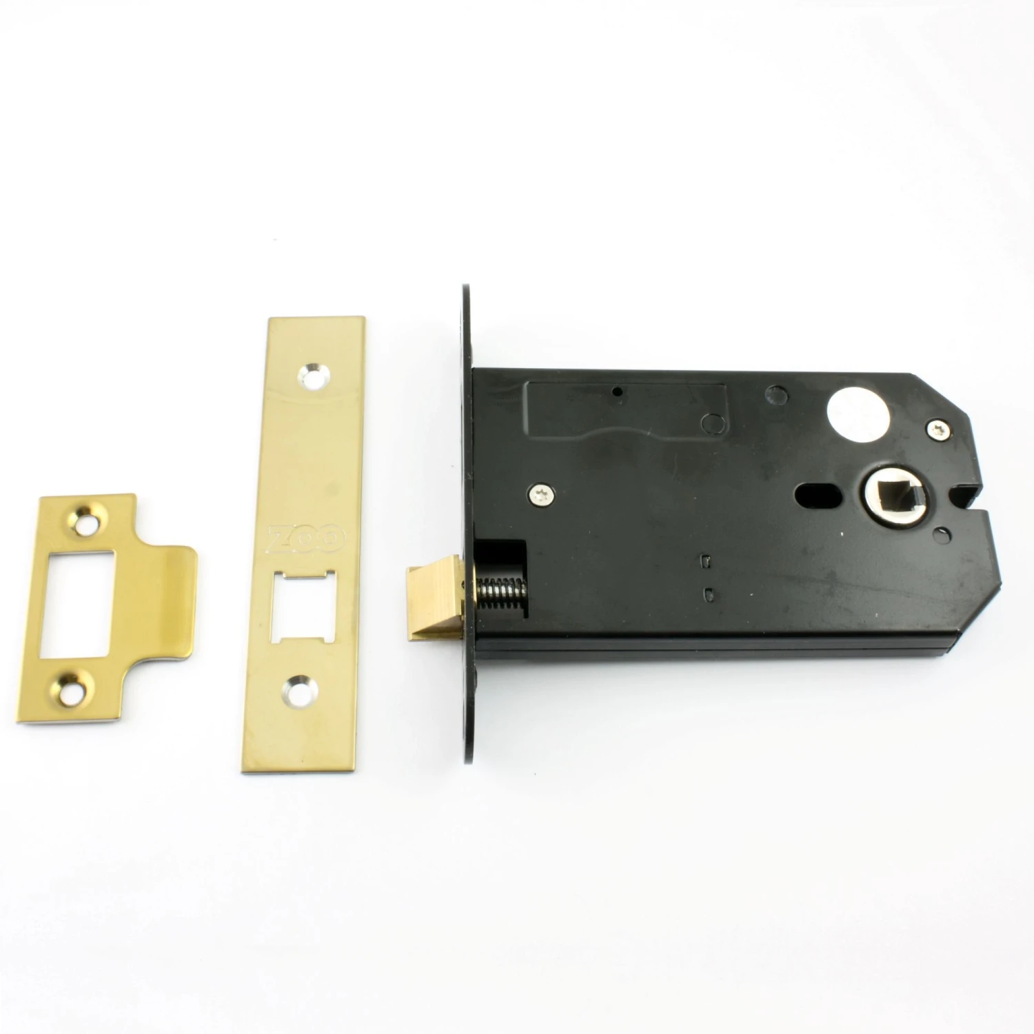 Horizontal Mortice Latch - Deep Case For Use With Door Knobs - Polished Brass PVD Plated - Image 2