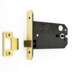 Horizontal Mortice Latch - Deep Case For Use With Door Knobs - Polished Brass PVD Plated