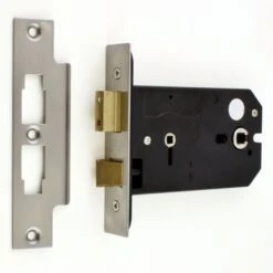 Horizontal Mortice Bathroom Lock - 127mm Or 152mm Deep Case - Satin Stainless Steel